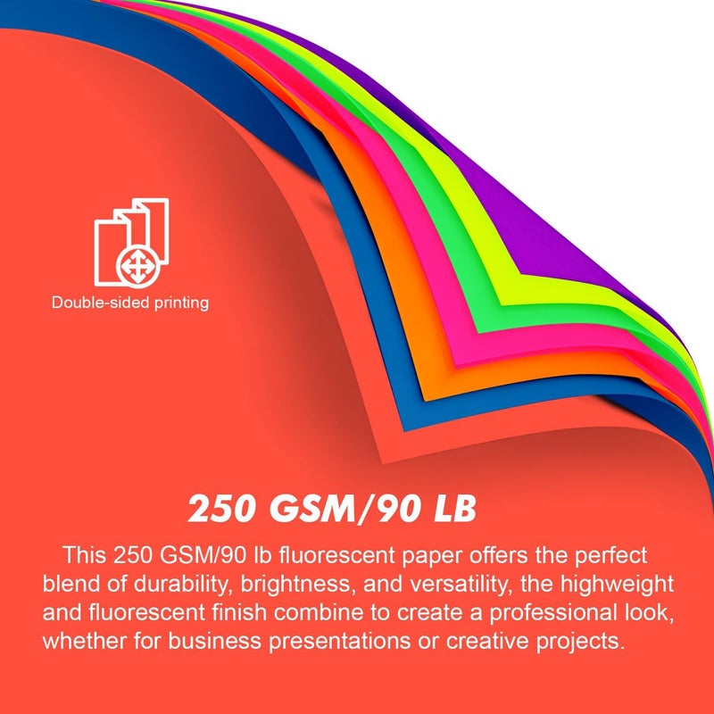 Magecubiku Poster Board 11X17 Inches,56 Sheets Neon Paper 7 Color Fluorescent Paper Bright Cardstock 250 GSM/90 lb Heavyweight Projects School Science Fair Event Displays and Business Presentations - Image 3